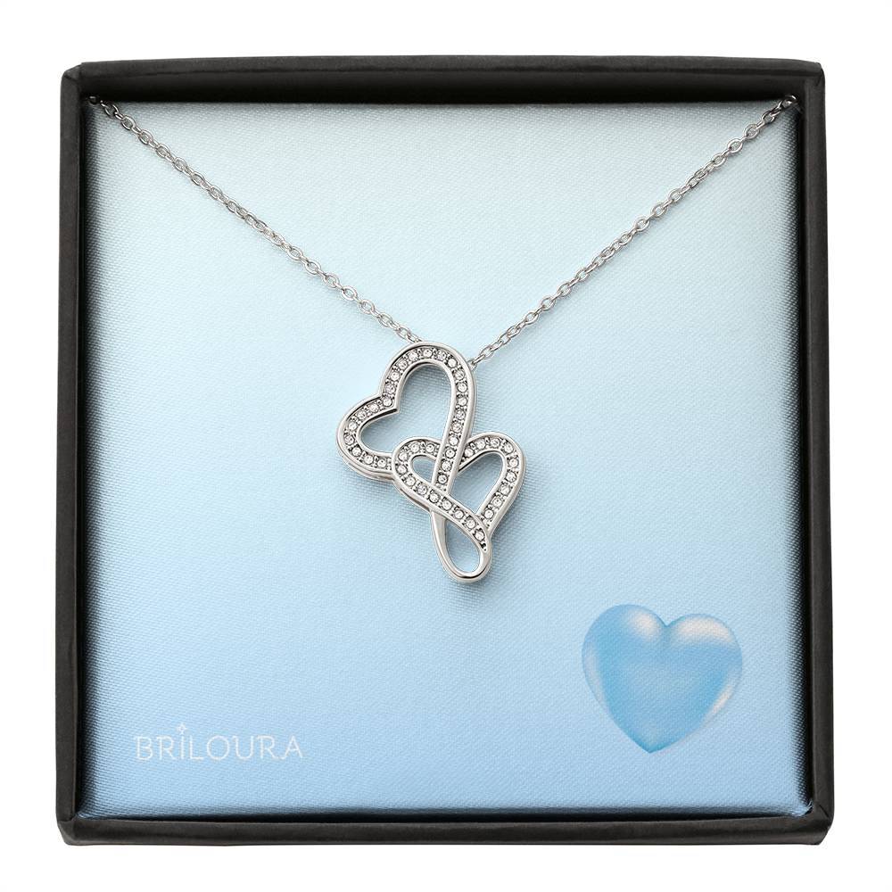 AmourLoura™ - Heart-to-heart Pendant Necklace - CZ crystals - Briloura