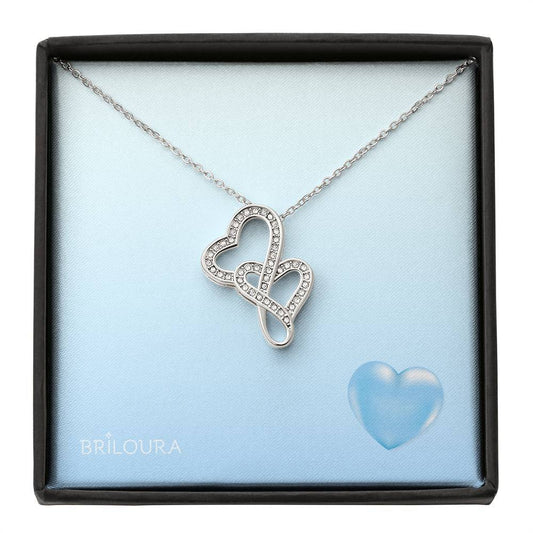 AmourLoura™ - Heart-to-heart Pendant Necklace - CZ crystals - Briloura