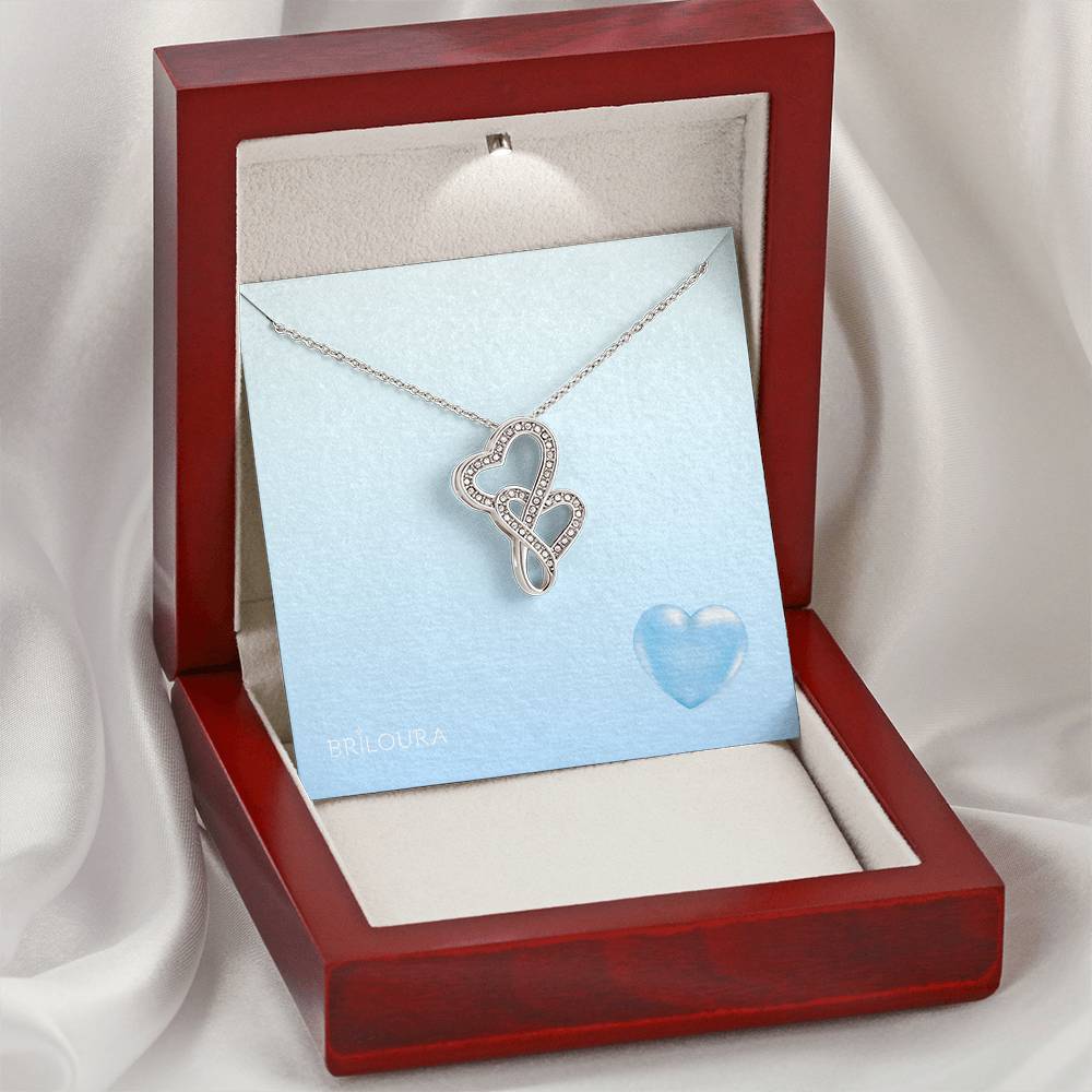 AmourLoura™ - Heart-to-heart Pendant Necklace - CZ crystals - Briloura