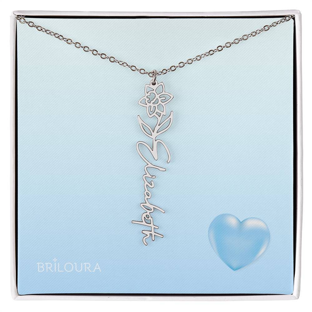 NameLoura™ Brith Flower - Flower Name Necklace - Briloura