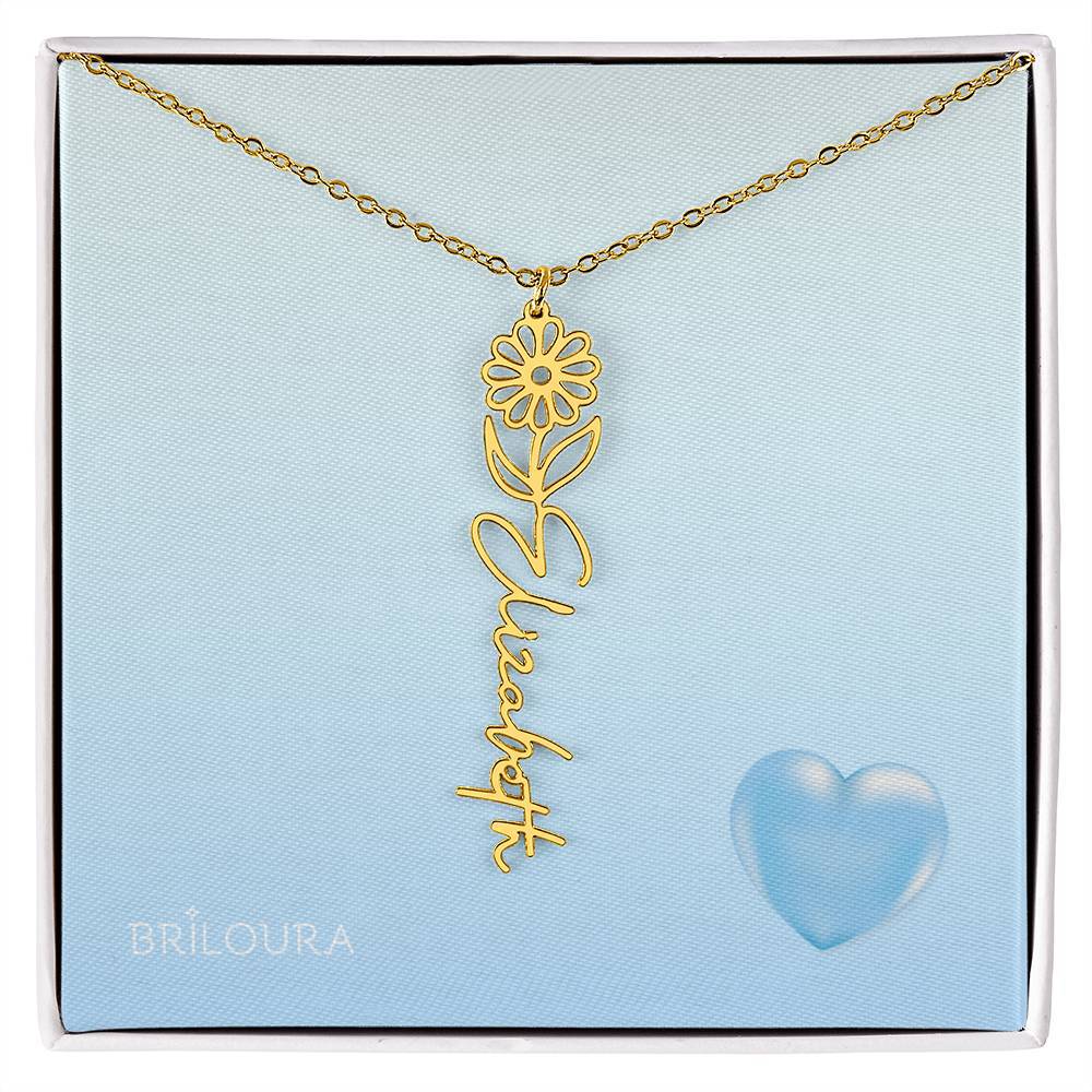 NameLoura™ Brith Flower - Flower Name Necklace - Briloura