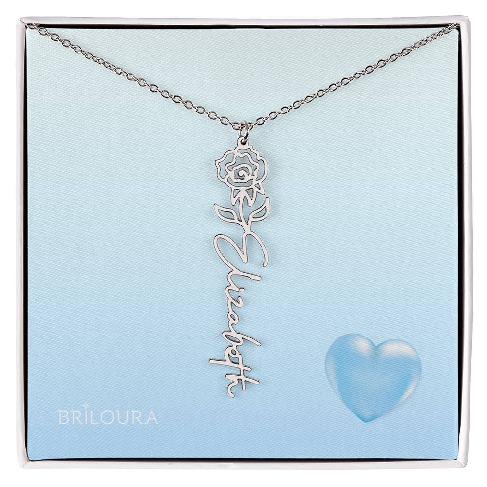 NameLoura™ Brith Flower - Flower Name Necklace - Briloura