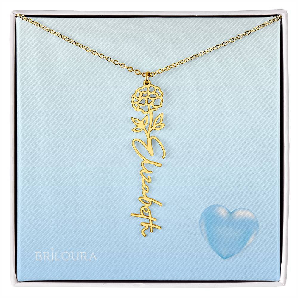 NameLoura™ Brith Flower - Flower Name Necklace - Briloura