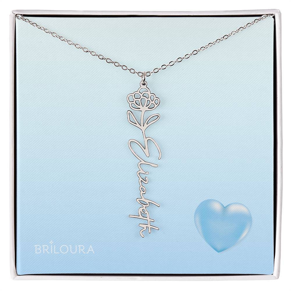 NameLoura™ Brith Flower - Flower Name Necklace - Briloura