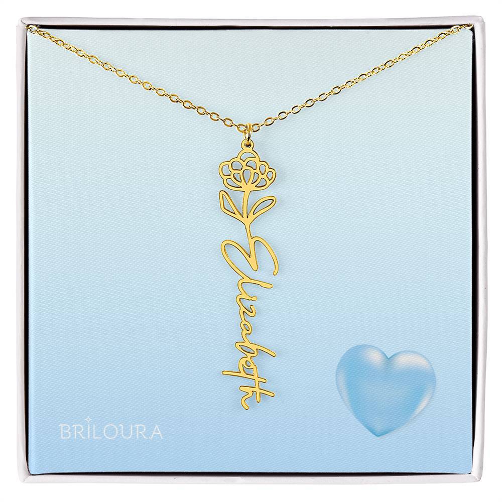 NameLoura™ Brith Flower - Flower Name Necklace - Briloura