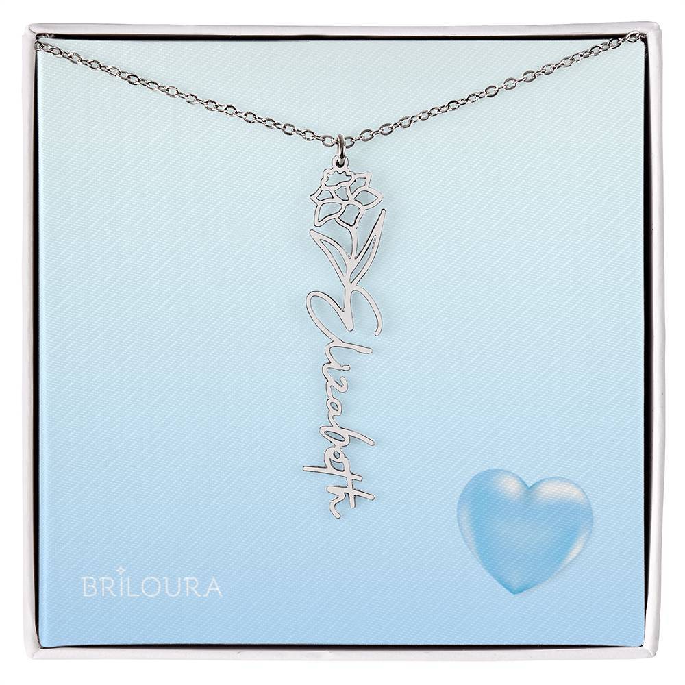 NameLoura™ Brith Flower - Flower Name Necklace - Briloura