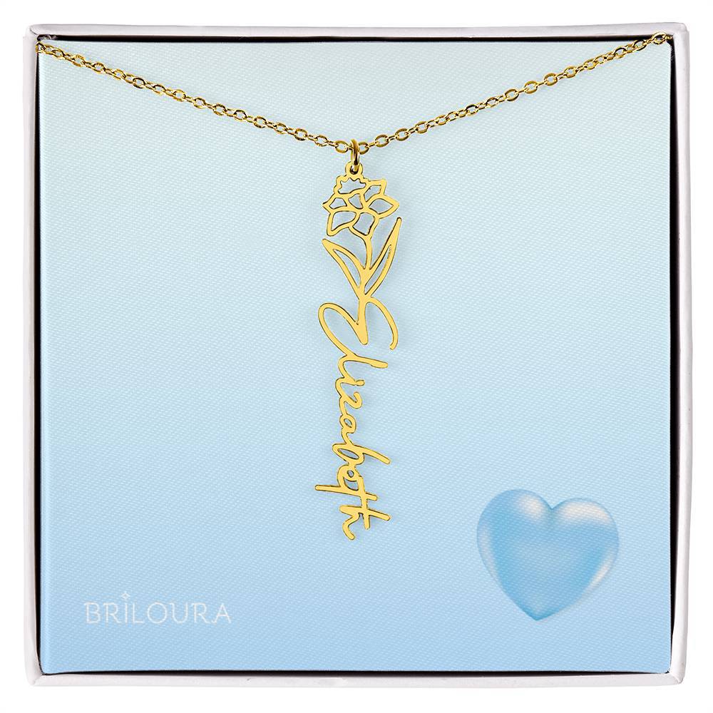 NameLoura™ Brith Flower - Flower Name Necklace - Briloura