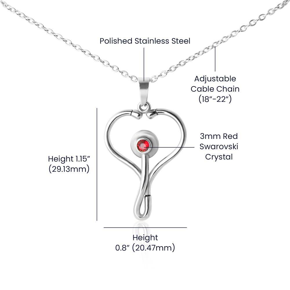 PulseLoura™ - HeartScope Necklace for health care workers - Swarovski® Crystal - Briloura