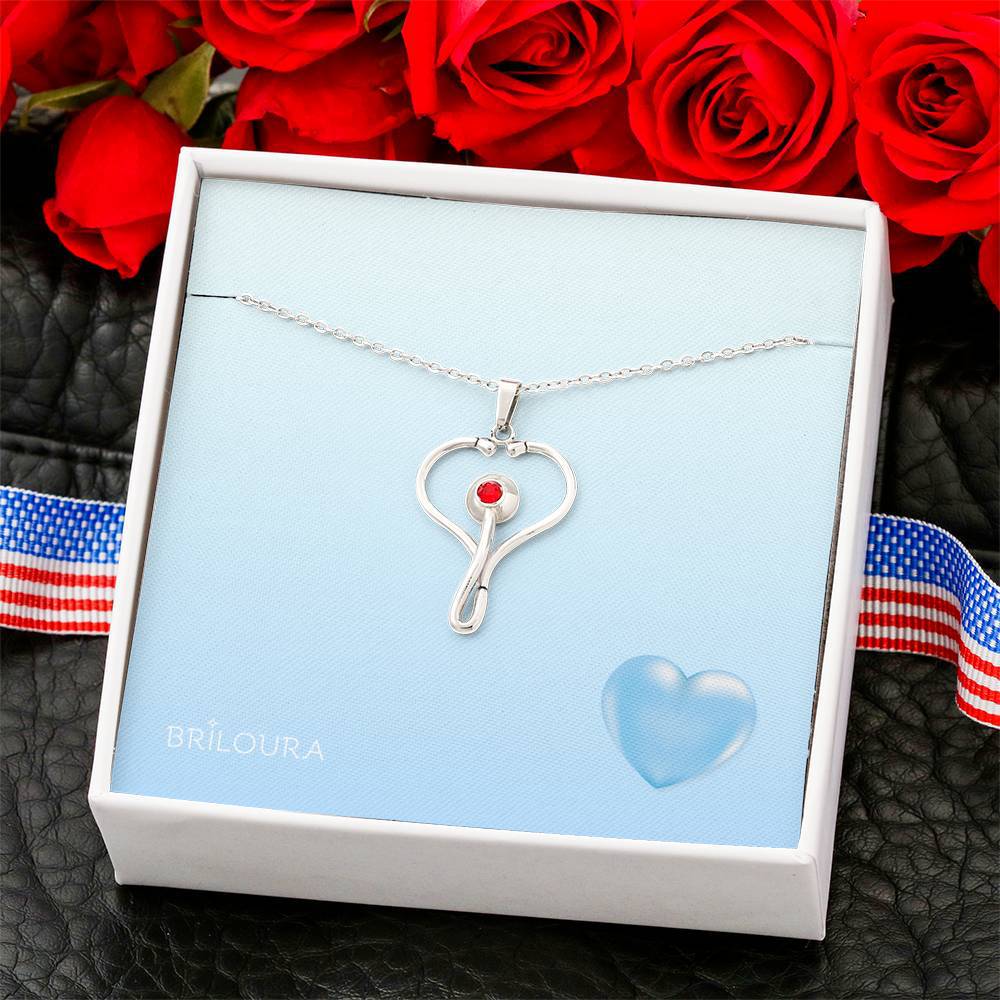 PulseLoura™ - HeartScope Necklace for health care workers - Swarovski® Crystal - Briloura