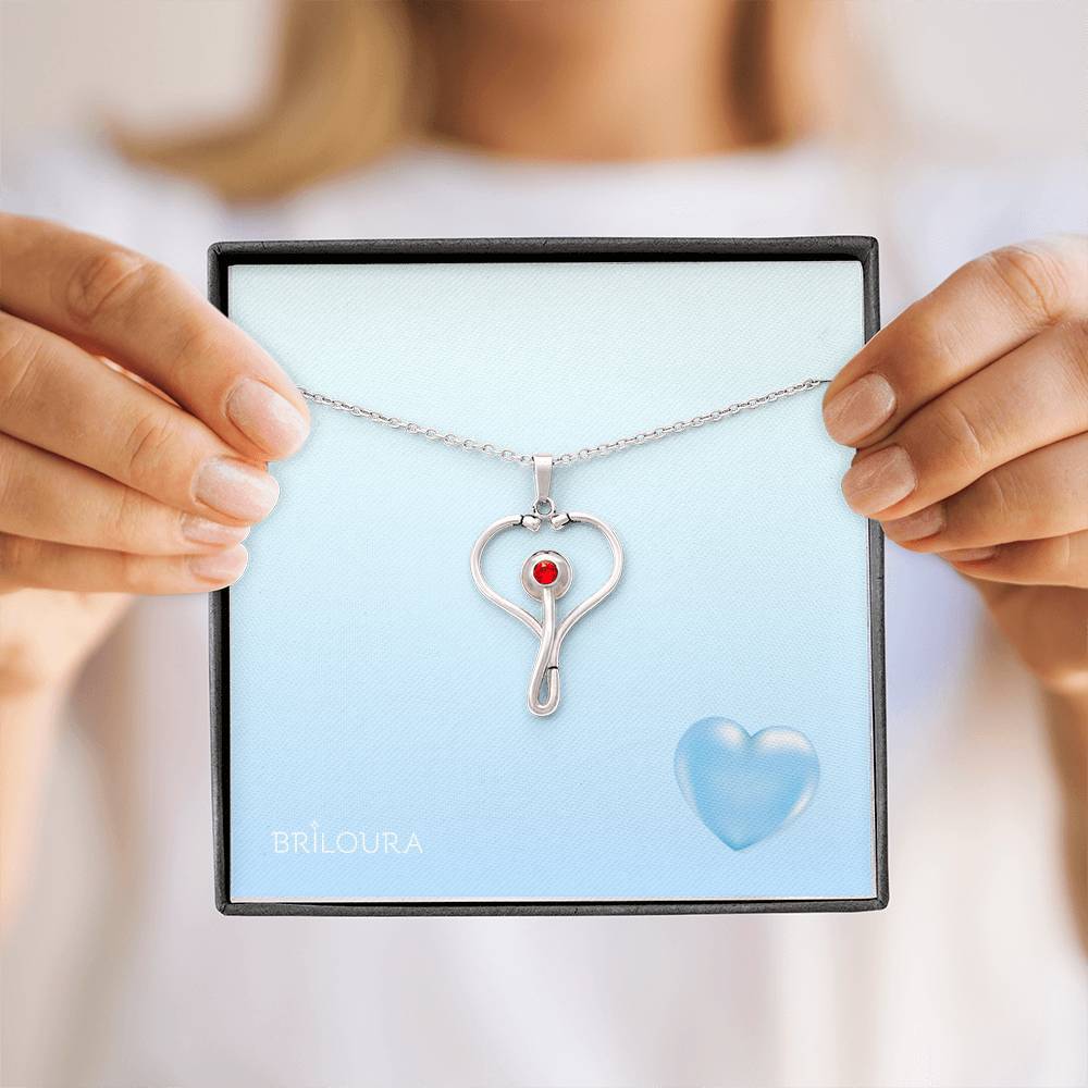 PulseLoura™ - HeartScope Necklace for health care workers - Swarovski® Crystal - Briloura