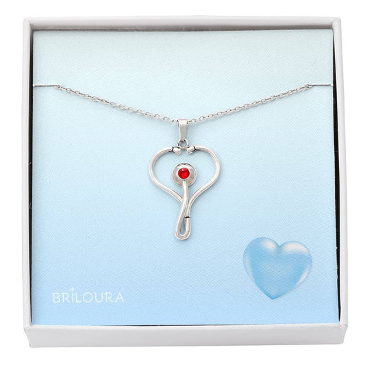 PulseLoura™ - HeartScope Necklace for health care workers - Swarovski® Crystal - Briloura