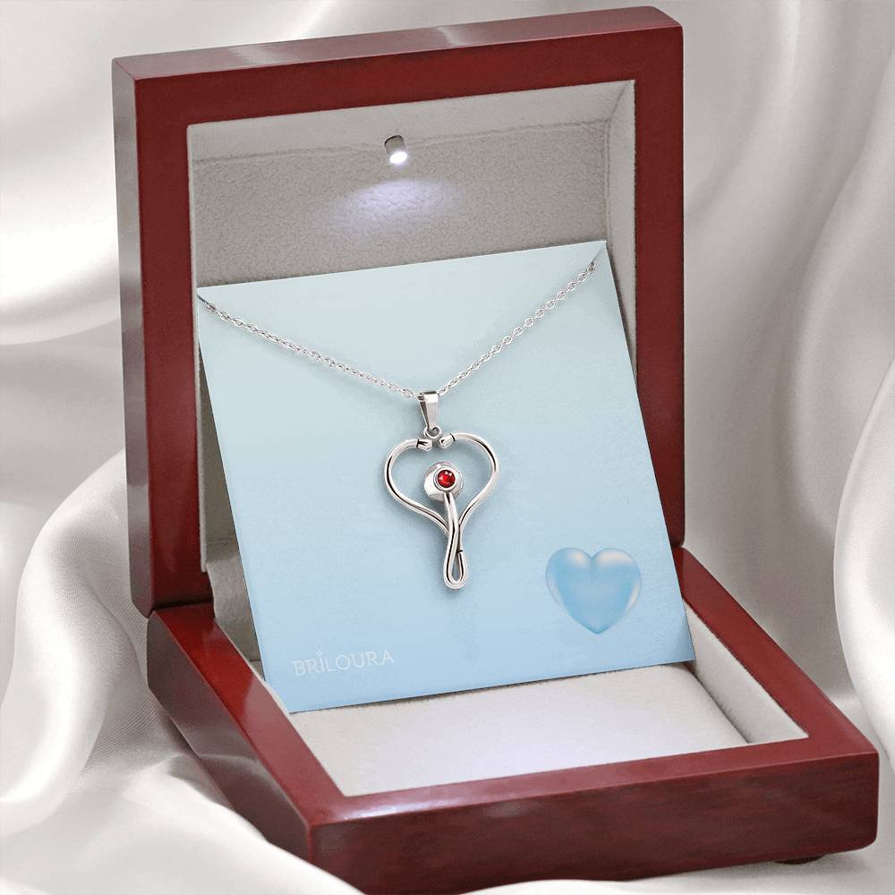 PulseLoura™ - HeartScope Necklace for health care workers - Swarovski® Crystal - Briloura