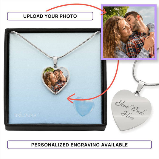 PhotoLaura™ - Heart Necklace With Your Photo - Briloura