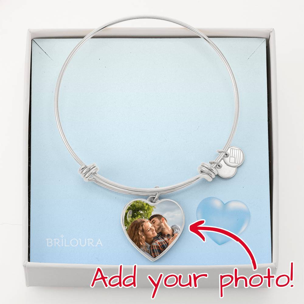 PhotoLaura™ - Luxury Heart Bangle With Your Photo - Briloura